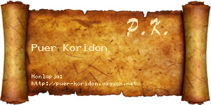 Puer Koridon névjegykártya